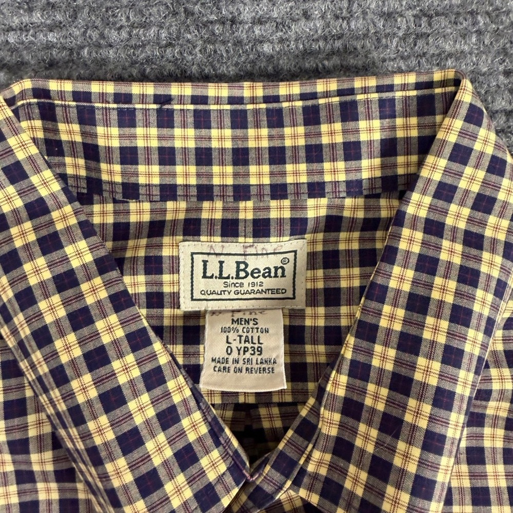 Lot of 2 LL Bean Mens Tall Long Sleeve Button Down Plaid Micro Check Shirts - Picture 16 of 16